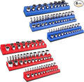 Magnetic Socket Organizer Set, 6pcs Metric SAE Magnetic Socket Holder Set Includes 1/4", 3/8", 1/2", Socket Trays Holds 143pcs Standard&Deep Size Sockets for Tool Box Drawers Tool Carts Mechanics
