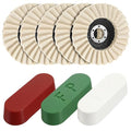 8 Pcs Wool Polishing Wheel Disc and Polishing Compounds Set Includes 5 Thicken Arbor Buffing Wheel 3 Buffing Compound 4 1/2 x 7/8 Inch Felt Flap Disc for Angle Grinder, Multi Surface