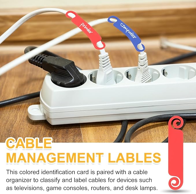 PATIKIL Cable Tags Flexible Cable Management Labels Cord Identification Tags, Wire Cord Markers for USB Computer Phone Charger Power - 100Pcs (Red)