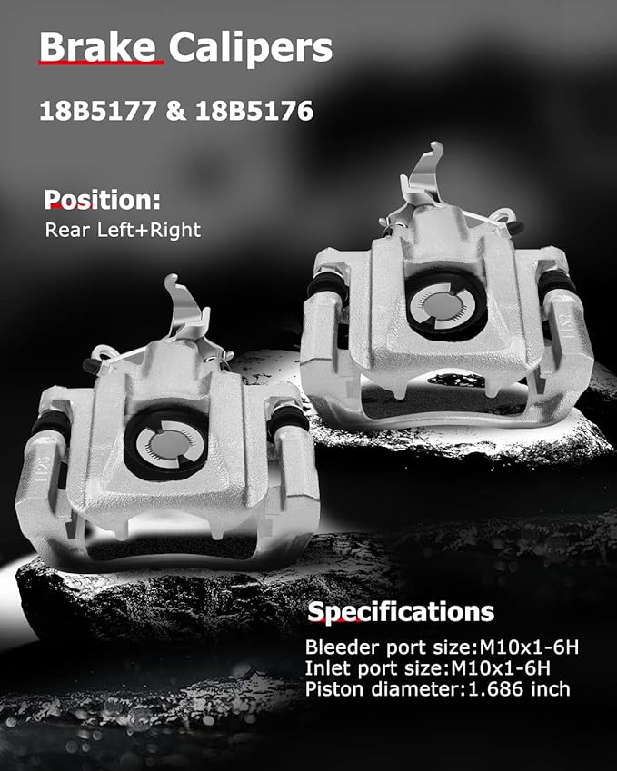 cciyu Rear Left & Right Brake Calipers Assembly w/Bracket 18B5177 18B5176 2009 2010 2011 2012 For Dodge For Journey