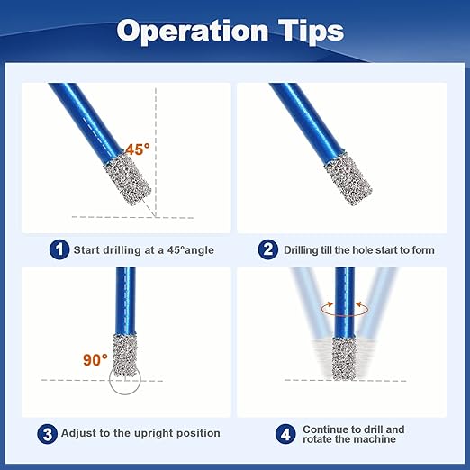Diamond Core Drill Bit Set BRSCHNITT Diamond Hole Saw for Porcelain Tile Ceramic Marble Granite Drilling with 5/8-11 Thread(6/8/25/35/50/65 Drill bits/20mm Finger bit+SDS Adapter.)