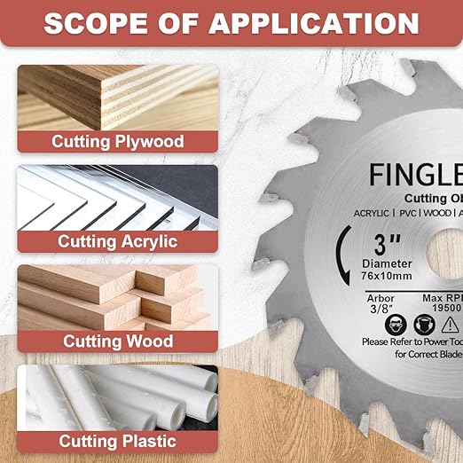 TCT 3 Inch Circular Saw Blade with 3/8 Arbor, 18 Teeth Cutoff Tool Blade for Wood, Plastic, PCV, Acrylic, Plywood, Wood Cutting Blade for Woodworking (3Pcs)