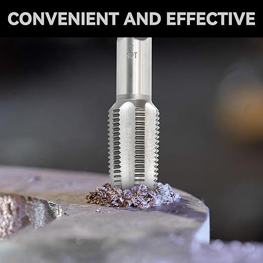HFS(R) 6-piece NPT pipe tap set Machine Screw Metric Tap and Die Bit Set，sizes includes 1", 3/4", 1/2", 3/8", 1/4", and 1/8"