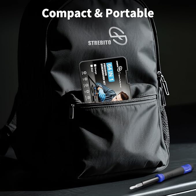 STREBITO Small Precision Screwdriver Set 64-piece with Torx, Triwing, Pentalobe, Electronics Repair Tool Kit for Computer, PC, Laptop, Macbook, Tablet, Phone, PS5, XBOX, Switch, Glass, Ring Doorbell