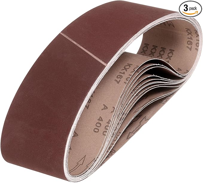 HARFINGTON 4 x 36 Inch Sanding Belts, 3 Pcs 400 Grits Aluminum Oxide Abrasive Belt Sander File Belt for Woodworking, Metal Polishing, Knife Sharpener
