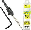 FTG USA Adjustable Wood Countersink Drill Bit #8 (11/64") with Tapered Drill Bit for Woodworking