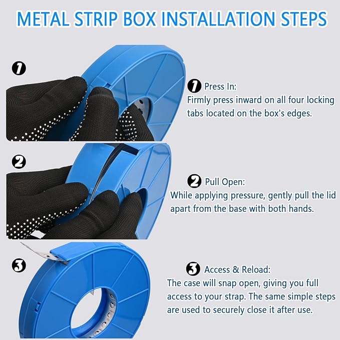 Metal Pipe Strap, 3/4 inch, 100 FT, Galvanized Hanger Strapping with Holes for Pipe Support, Flexible Trimming | Includes Storage Case & Gloves, Storage Case (100 FT 2Pack)