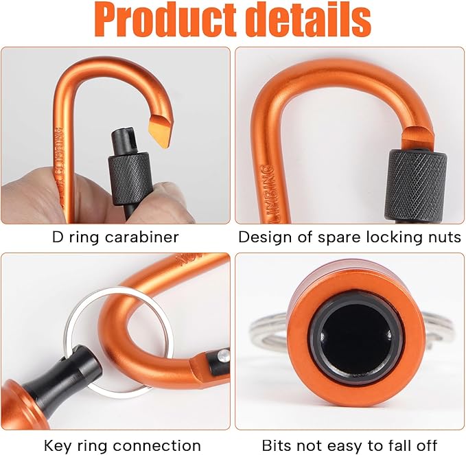 Upgrade Orange 12Pcs Bit Holder Keychain, 1/4 inch Hex Shank Bit Holders, Quick-change Design For Nut Driver, Screwdriver & Drill Bits, Include Keychain Carabiner, Push to Unlock
