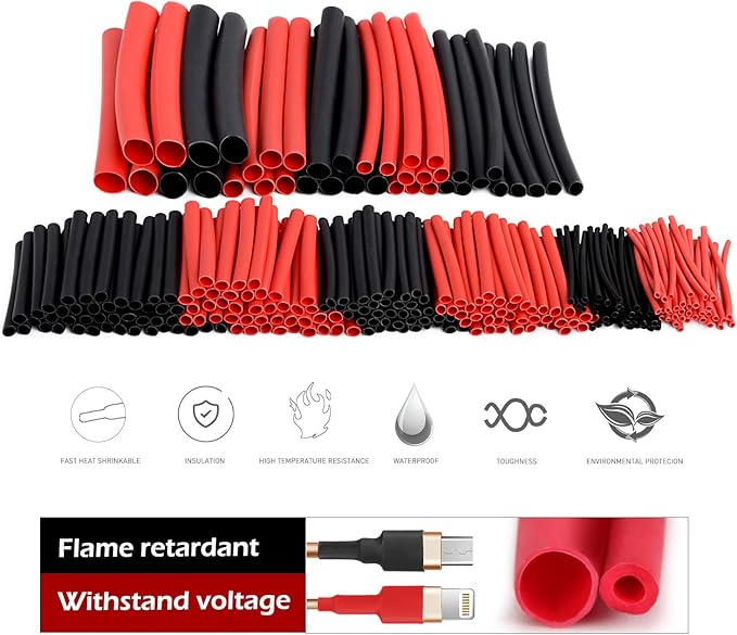 Nilight Heat Shrink 2:1 Electric Insulation Tube Kit 45mm Flame Retardant Wrap Cable Sleeve 270pcs 5 Colors 12 Sizes with Storage Box，2 Years Warranty