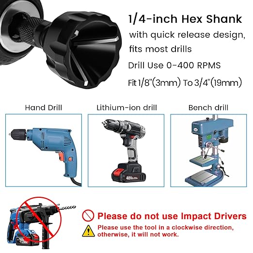 Hakkin 2Pack Hex Shank Deburring External Chamfer Tool with Carbide Blade, Quick Release Deburring Chamfering Drill Bit Repairing Damaged Bolts Screws and Fasteners, Fits for 1/8”-3/4” (3mm-20mm)