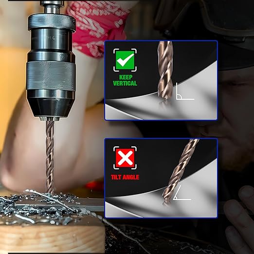 5/16 Inch Cobalt Drill Bit Set (10Pcs), M35 Fully Grounded 5% Cobalt Bits for Hardened Metals, Stainless Steel, Cast Iron and Wooden Plastics, with Storage Box