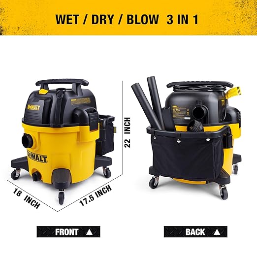 DEWALT 9 Gallon Wet/Dry Vac, 5HP Heavy-Duty Shop Vacuum, Wet/Dry Suction Blow Function 3 in 1, DXV09P