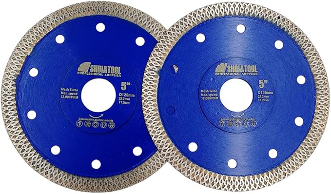 SHDIATOOL 5 Inch Diamond Saw Blade Cutting Porcelain Tile Ceramic Granite Marble Brick(2-Pack)
