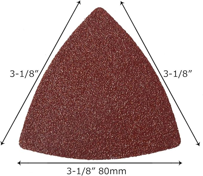 XXGO 60 Pcs 80 Grits 3-1/8 Inch 80mm Triangle Oscillating Tool Sanding Paper for Wood Sanding XG802080