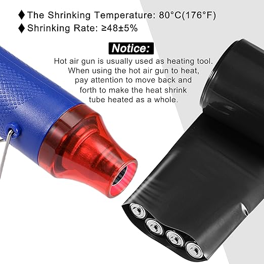 MECCANIXITY Battery Wrap PVC Heat Shrink Tubing 48mm Dia 75mm Flat 10 Feet(3meters) Black Good Insulation for Battery Pack
