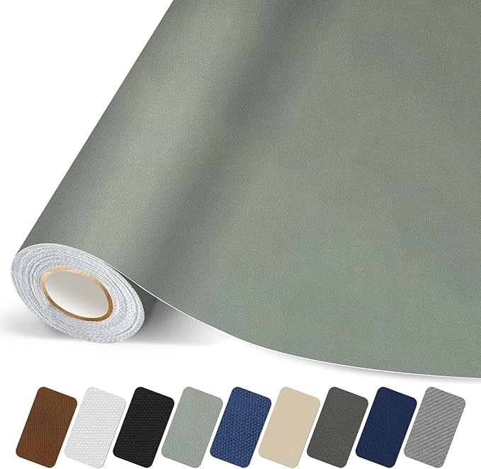 Canvas Repair Patch, 35X79 Inch Strong Sticky Fabric Repair Tape, Self-Adhesive Fabric Patch for Sofas, Tote Bags, Clothing, Car Seats, Furniture (Grey, 35X79 Inch)