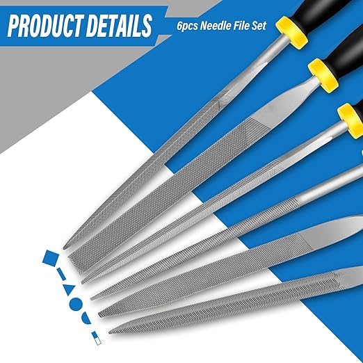 6pcs Metal Needle File Set, Mini Hand Metal Needle File Set, 3rd Generation Hardened Alloy Strength Steel Set, Includes Flat Warding, Round, Flat, Triangular, Square and Half - Round File