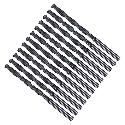 Drill Bit, 11/64" Cutting Diameter, 4241 HSS Nitriding Black 118° Cutting Angle Versatile Jobber Bits - (Applications: for Drilling Plastic Wood Soft Metal), 12-Pieces