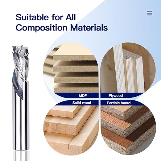 KEENTECH 1/2" Shank 3 Flute Flat Tip Compression Sprial Router Bit for CNC Router Machine, 1/2" Cutting Diameter, 1" Cutting Depth, for Wood Cutting, Custom Furniture, Slot Mortise, Engraving