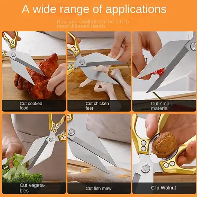 Multi-Purpose Kitchen Scissors,stainless steel scissors,Poultry Shears,Sharpeners Bottle Openers Zester and More Stainless Steel,for opening cans and heavy duty poultry cutting (Black)