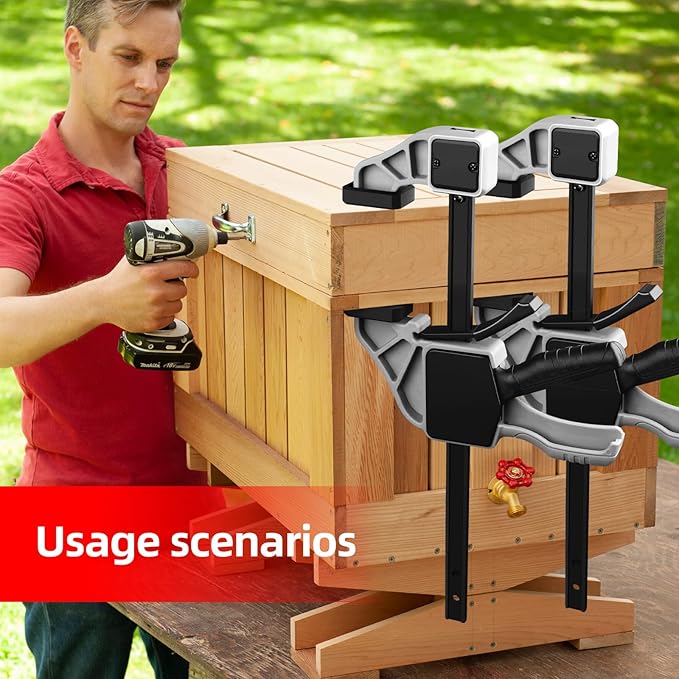 Bar Clamps for Woodworking,6-Pack Wood Clamps 12”(4)&6”(2) Light Duty One-Handed Quick Grip/Spreader Woodworking Clamp 150LBS Load Limit with Quick Change Button