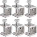Mini C Clamps Stainless Steel 0.83 Inch for Working, Heavy Duty Small U Clamps for Metal Mounting, Universal Desk Clamp with Stable Wide Jaw Opening/I-Beam Design (6pcs)