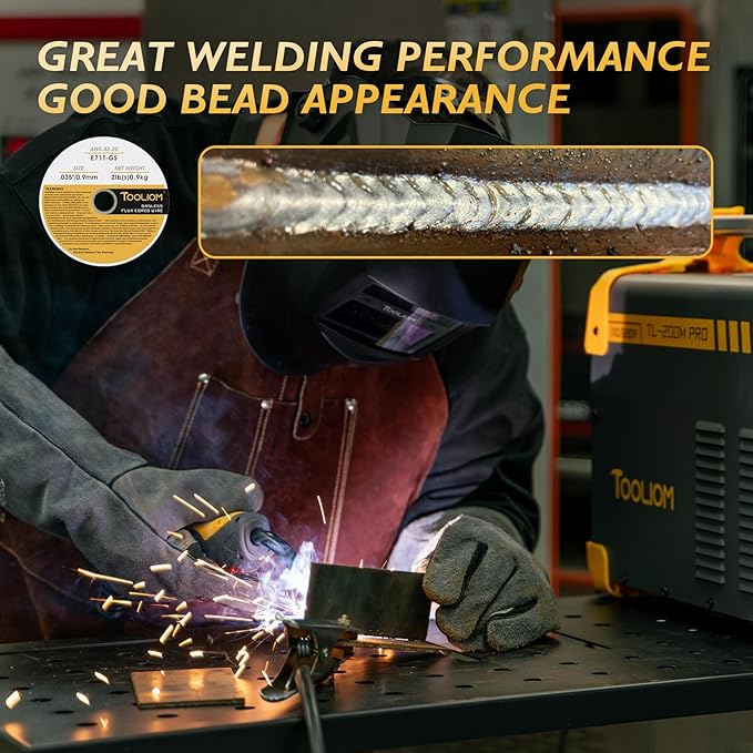 TOOLIOM E71T-GS .035" Diameter 2-Pound Spool Flux Core Self-shielded Carbon Steel MIG Welding Wire 3 PCS