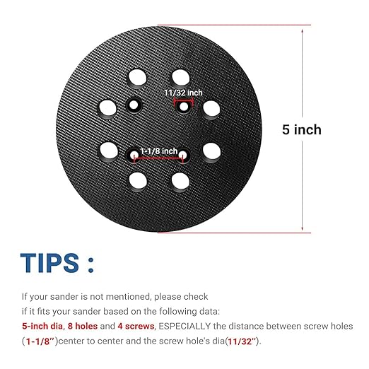 5 Inch Sander Hook and Loop Replacement Pad for Ryobi RS290 RS280,5 Inch 8 Hole Universal Hook and Loop Orbital Sander pad for Craftsman（3 Pack）