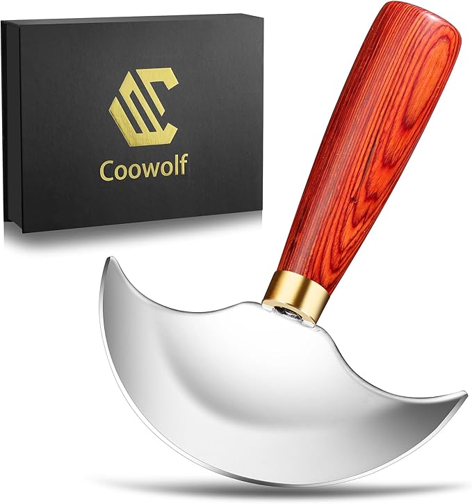 Leather Knife with Wooden Handle, Leather Working Tools for Cutting Skiving and Trimming