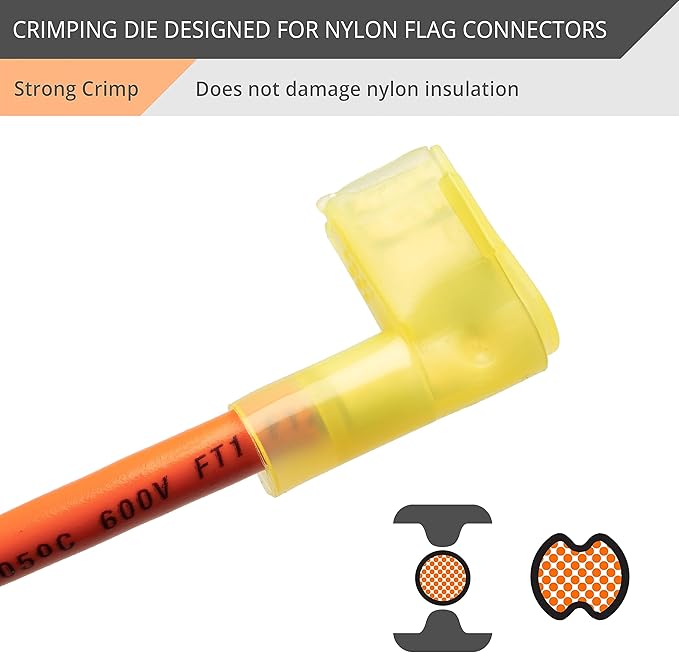 Wirefy Crimping Die for Insulated Flag Connectors - 12-10 AWG