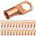 SELTERM 25pcs 1/0 AWG 1/2" Stud Battery Lugs, Ring Terminals, Heavy Duty Copper Wire Lugs, Battery Cable Ends, 0 Gauge Ring Terminal Connectors, UL Bare Copper Eyelets Electrical Battery Cable Lugs