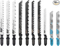 10-Pcs T-Shank Multi-Purpose Jigsaw Blades Set with Storage Case, Made with HCS/HSS, Assorted T-Shank Jig Saw Blades for Wood, Plastic and Metal Cutting (JSB10A)