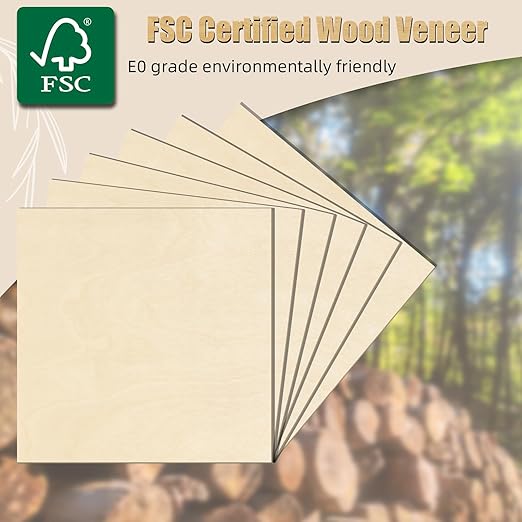 GSCIT Club 17 PCS Birch Wood Veneer, 12 inch x 12 inch Wood Edge Banding Pre-glued Flexible, Veneer Tape Banding for Cabinet Repair Furniture Restoration