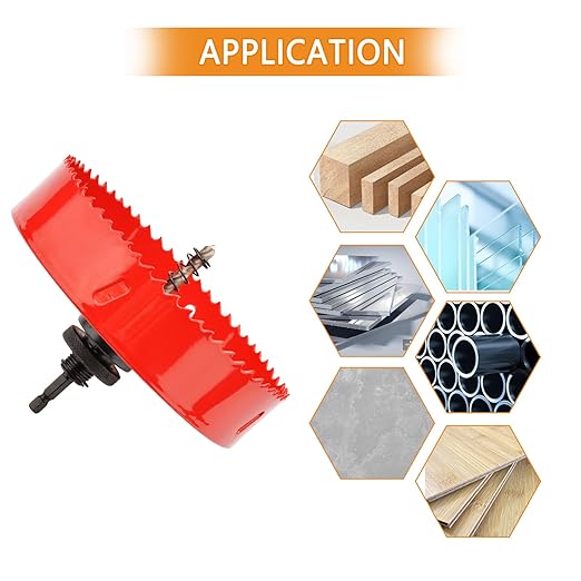 Hole Saw Heavy Duty bit Hex Shank,Hole Saw HSS with Arbor Bi-Metal & Heavy Duty Hole Saw Cutter for Wood Corn Hole Boards Plastic Drywall (φ108)