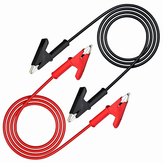 Short Alligator Clip Test Leads,Alligator Clip Leads with Wires, Alligator Clips Electrical Test Leads Set for Multimeters, Battery Testing,16AWG 3.28Ft 2PCS.
