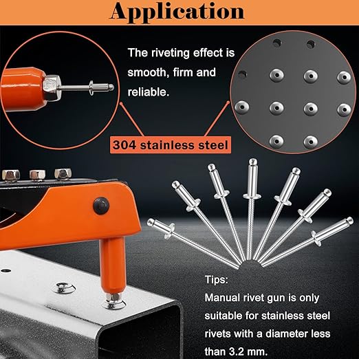 100pcs 1/8 x 1/2 inch 304 Stainless Steel Pop Rivets, 3.2 x 12.7mm Blind Rivets for DIY/Automotive Repairs/Furniture
