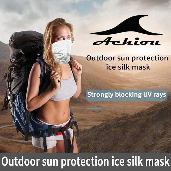 Achiou Cooling Neck Gaiter Face Cover Scarf, UV Protection Mask for Men and Women,Soft Windproof, Hiking Cycling Running