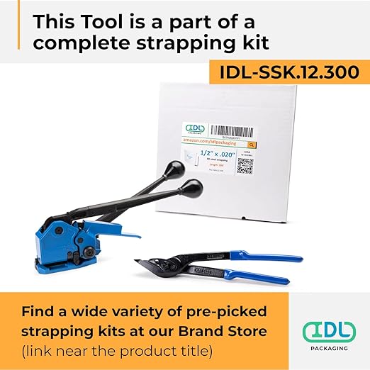 IDL Packaging IDL-17-12 Sealless Combination Tool for 1/2" Steel Strapping - 3-in-1 Tensioner, Sealer, and Cutter - Combination Metal Strapping Tool - Durable Banding Tool with Long Service Life