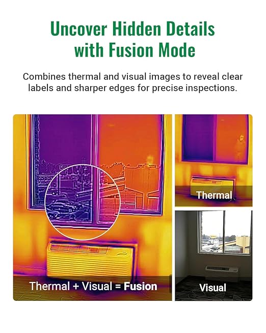 HF96V Thermal Camera with Visual Camera, 240 * 240 Super Resolution, Intelligent Scene Detection, Thermal Imaging Camera with Laser Pointer, 25 Hz, 50° FOV, -4°F to 1022°F, IP54 Infrared Camera