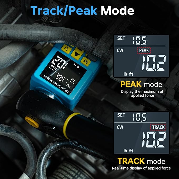1/2" Digital Torque Adapter, (±1% Accuracy, 7.4-150Ft-lb) Digital Torque Wrench Adapter for Auto, with Upgrade Color Display, Versatile Meter - Smart Alert | Peak/Track | Preset | Store/Delete(203N.m)