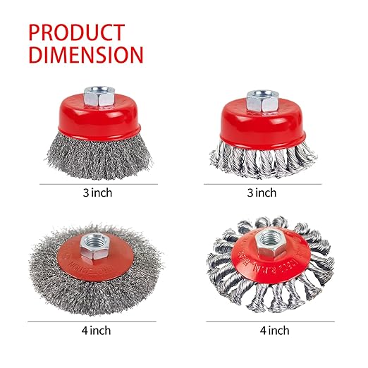 Wire Wheel Brush for 4-1/2" Angle Grinder 3in Wire Wheel Cup Twisted/Crimped Brushes 5/8"-11 Threads Arbor - 2pcs