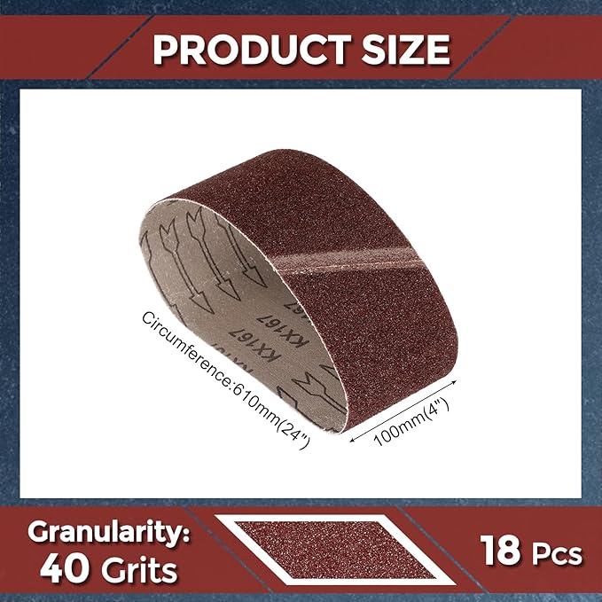 20 Pcs Sanding Belts 4 x 24 Inch 40 Grit Aluminum Oxide Abrasive Sandpaper for Belt Sander Metal Grinding Wood Working Weld Rust Removal
