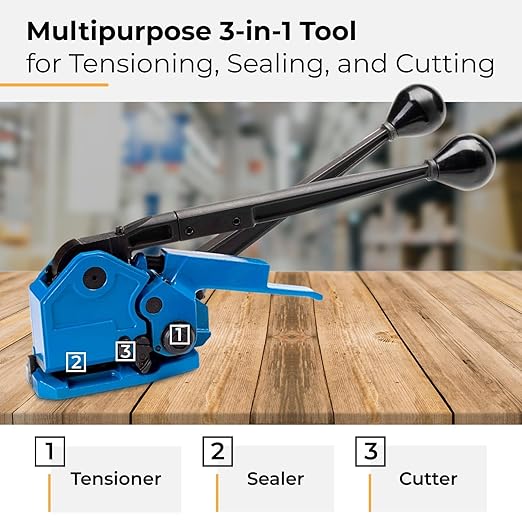 IDL Packaging IDL-17-34 Sealless Combination Tool for 3/4" Steel Strapping - 3-in-1 Tensioner, Sealer, and Cutter - Combination Metal Strapping Tool - Durable Banding Tool with Long Service Life