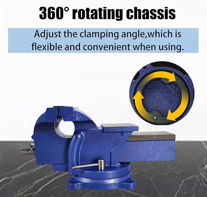 INTBUYING 8-inch Bench Vise Clamping Work-piece Heavy Duty Bench Vise with 360 Degree Swivel Locking Base for Home or Business