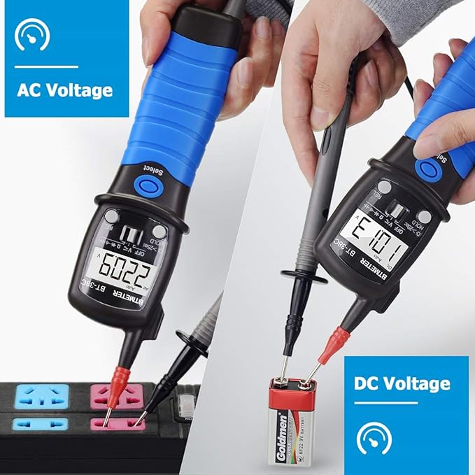 Pen Type Digital Multimeter - BTMETER BT-38C AC DC 600V High Voltage Tester, 60M Ohm Resistance Meter, with Capacitance Diode Test, Continuity Alarm, Backlit LCD Screen, Lamp Light