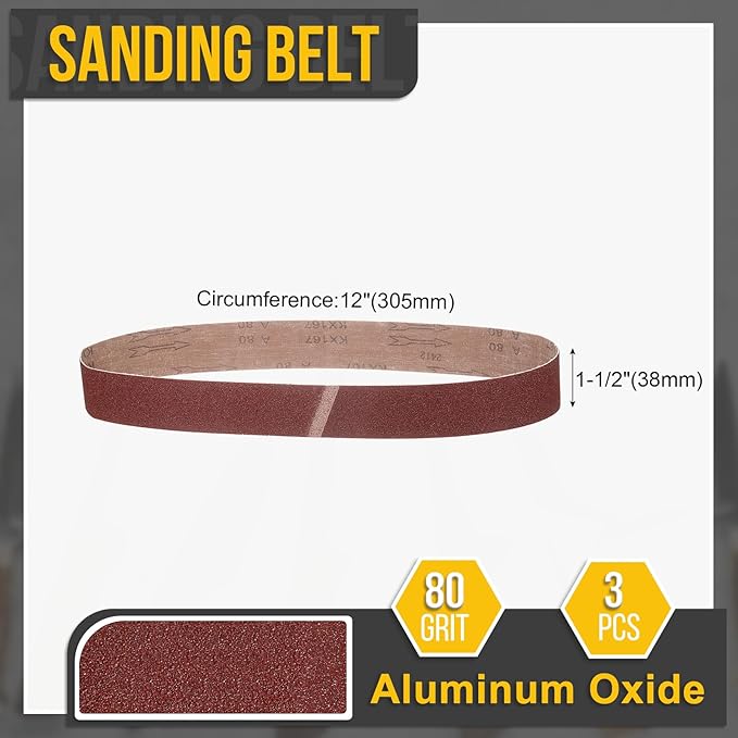2 x 28 Inch Sanding Belt, 9 Pcs 80 Grit Aluminum Oxide Knife Sharpener Belts Work Sharpening for Belt Sander Knife Carving Tool Metal Working