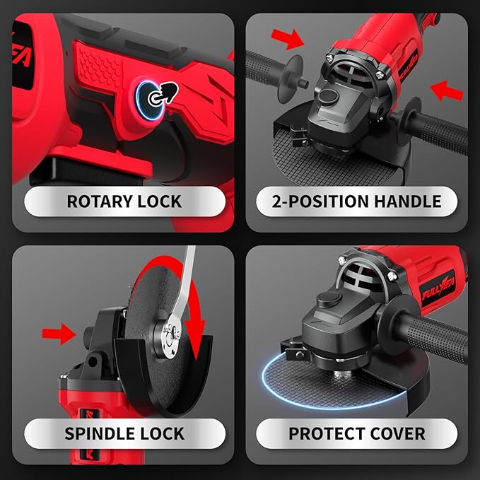 Cordless Angle Grinder 4-1/2", Brushless Metal Grinder 12000 RPM, Power Angle Grinder with 2 * 4.0Ah Batteries & 3 Cutting Wheels, Electric Grinder Tool Kit for Cutting, Grinding