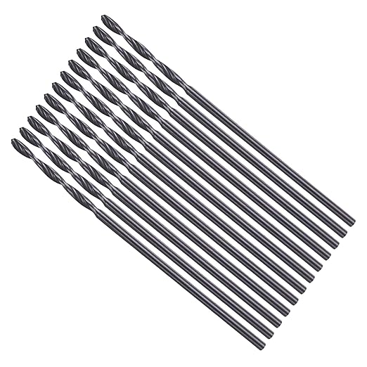 Drill Bit, 0.6mm Cutting Diameter, 4241 HSS Nitriding Black 118° Cutting Angle Versatile Jobber Bits - (Applications: for Drilling Plastic Wood Soft Metal), 12-Pieces