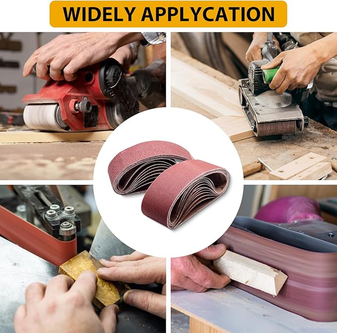 21 Pcs 3 x 21 Inch Sanding Belts,3 Each of 40 60 80 120 180 240 400 Grits 3 x 21 Belt Sander Sanding Belts,Aluminum Oxide Belt Sander Paper for Woodworking Metal Paint Polishing