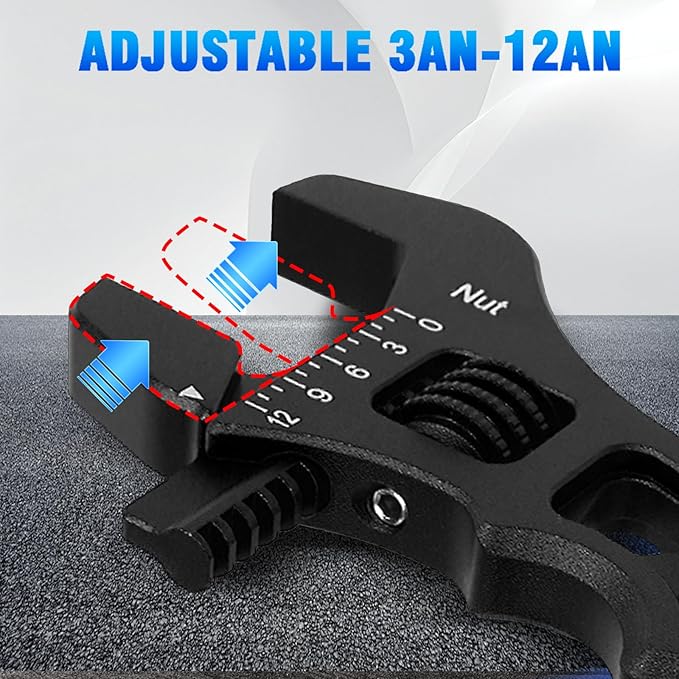 AN Hose Fitting Adjustable Wrench 3AN-12AN Lightweight Aluminum (Black-Non-Marring)